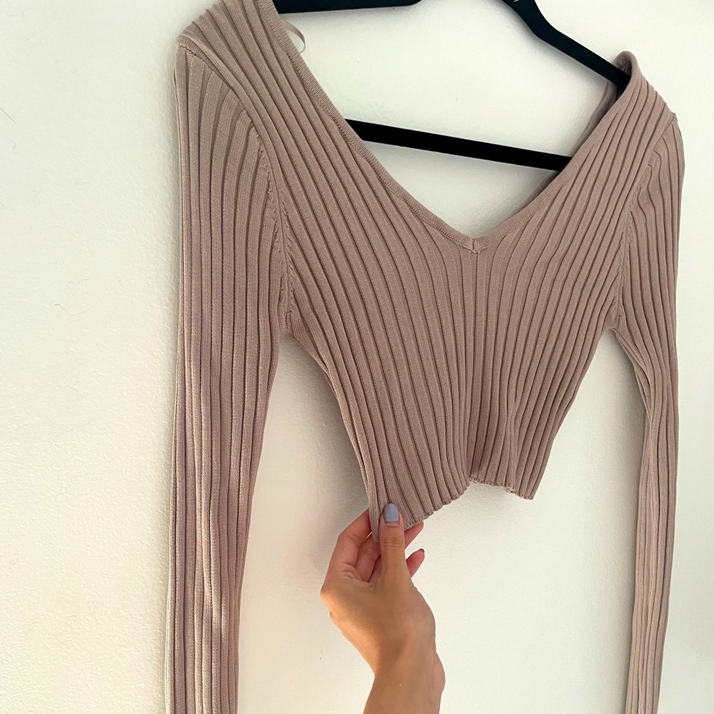 New long sleeve sweater crop — Dusty Lavender color